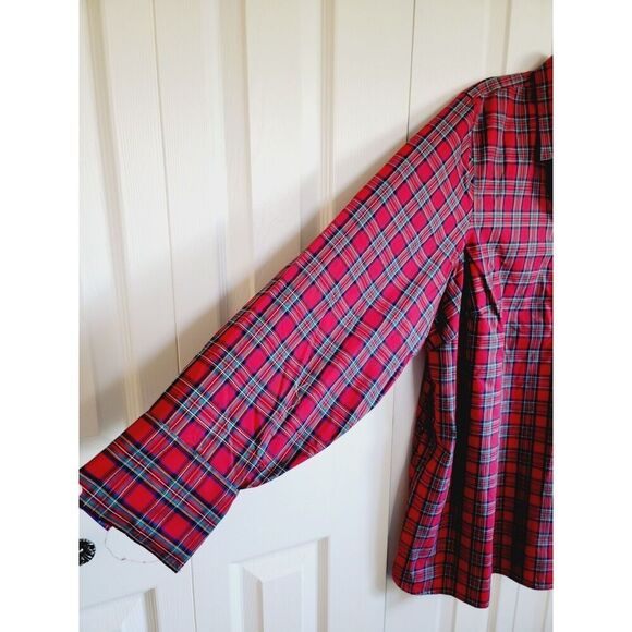 Lands’ End 22W Women’s Red Plaid‎ Long Sleeve Tunic Top Supima Cotton LS - Picture 4 of 6